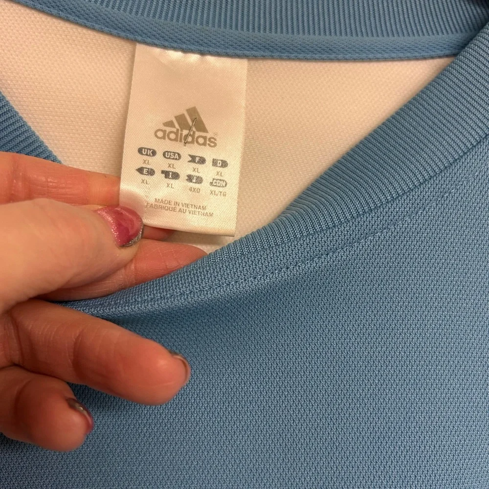 Adidas  Men’s XLT Baby Blue‎ long sleeve Striped shirt